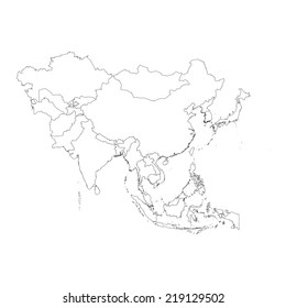 An Outline on clean background of the continent of Asia