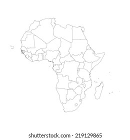 An Outline on clean background of the continent of Africa