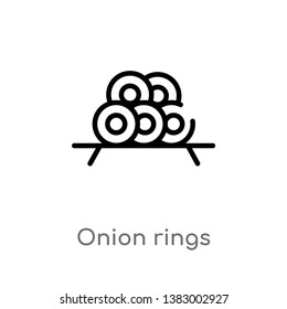 outline onion rings vector icon. isolated black simple line element illustration from food concept. editable vector stroke onion rings icon on white background