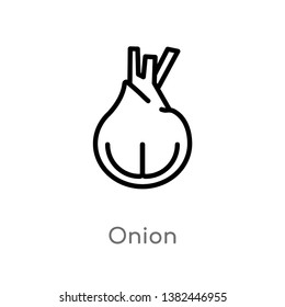 outline onion vector icon. isolated black simple line element illustration from fruits concept. editable vector stroke onion icon on white background