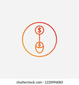 Outline online payment icon,gradient illustration,vector dollar  sign symbol