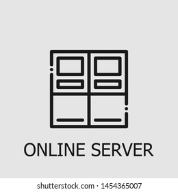Outline online server vector icon. Online server illustration for web, mobile apps, design. Online server vector symbol.