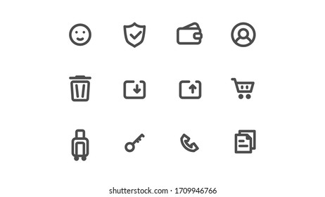 Outline online shopping, e-commerce icons set. 