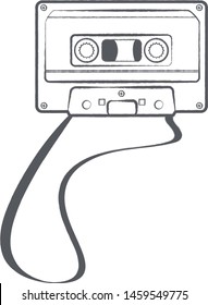 outline only vector mixtape audio cassette design-retro mood- 