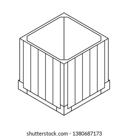 Outline open air drop box from the game PlayerUnknown’s Battlegrounds. PUBG. Isometric container. Battle royal concept. Clean and modern vector illustration for design, web.