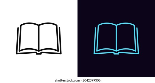 Outline Open Book Icon, With Editable Stroke. Linear Book Sign, Education Pictogram. Online Bookstore And Library, Literature, Handbook And Diary. Vector Icon, Sign, Symbol For UI And Animation