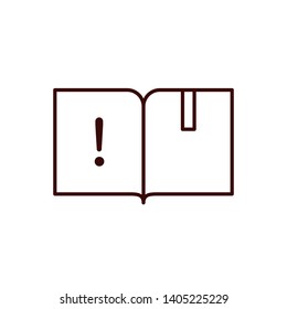 Outline open book icon. Education sign design. Attention mark
