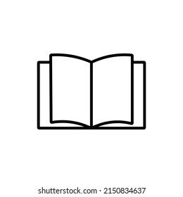 Umriss eines offenen Buches Symbol einzeln auf weißem Hintergrund. Vektorgrafik.