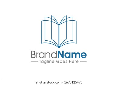 Outline Open Book Logo Education School Stock Vector (Royalty Free ...