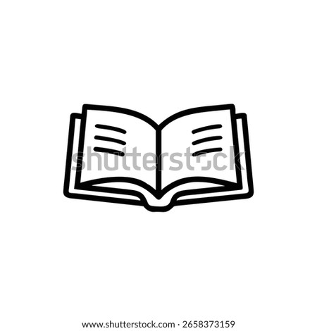 Outline an open book with pages text lines reading knowledge