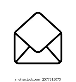 Outline open empty email icon. Editable stroke. Envelope pictogram