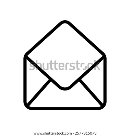 Outline open empty email icon. Editable stroke. Envelope pictogram