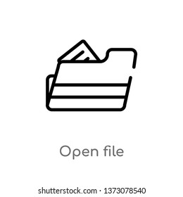 outline open file vector icon. isolated black simple line element illustration from education concept. editable vector stroke open file icon on white background