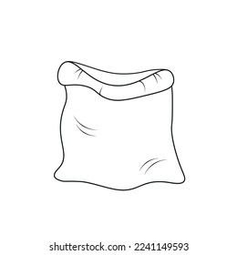 Outline Open Flour Sack Icon. Line Style Icon of open Flour Sack Vector Icon for Web Design Isolated on White Background. Outline Sack Template for Graphic Designs. for Multiple Uses.