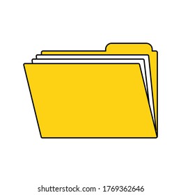 Outline Open Folder with Documents Icon