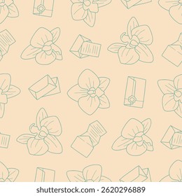 Outline Orchid Flower Mail Pattern Vector Illustration Seamless for Background Wallpaper Packaging