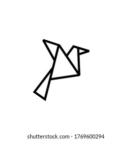 Outline of origami bird in vector format