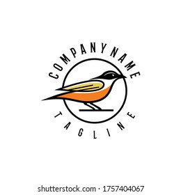 Outline Oriole Bird With Circle Beautiful Collection Animal Design Vector Logo Silhoutte