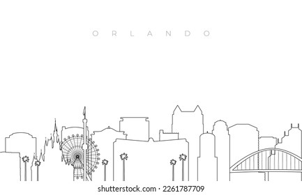 Outline Orlando skyline. Trendy template with Orlando buildings and landmarks in line style. Stock vector design. 