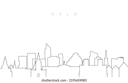 Outline Oslo skyline. Trendy template with Oslo buildings and landmarks in line style. Stock vector design. 