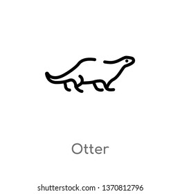 outline otter vector icon. isolated black simple line element illustration from animals concept. editable vector stroke otter icon on white background