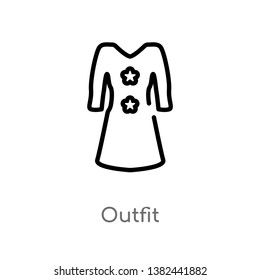 outline outfit vector icon. isolated black simple line element illustration from fashion concept. editable vector stroke outfit icon on white background