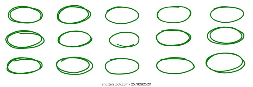 Outline oval circle scribble charcoal pencil pastel oval circles comic sketch doodles. Hand drawn marker pen highlight illustrations.