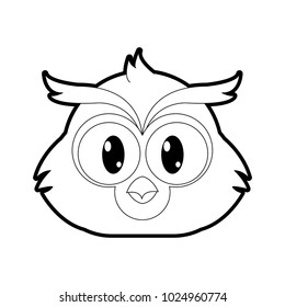 outline owl head cute animal character