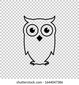 outline owl icon flat vector on transparent background