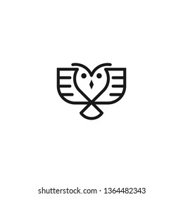 Outline owl logo design template. simple and clean. monochrome design template.