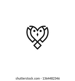 Outline owl logo design template. simple and clean. monochrome design template.