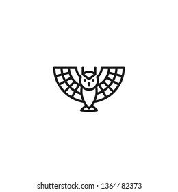 Outline owl logo design template. simple and clean. monochrome design template.