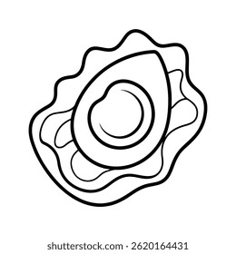 Contorno de um vetor de arte de linha de ostra 