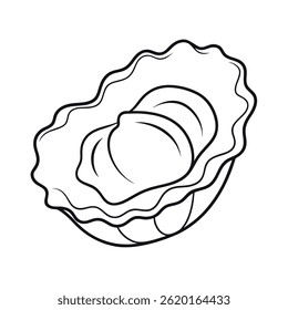 Contorno de um vetor de arte de linha de ostra 