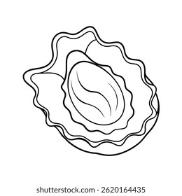 Contorno de um vetor de arte de linha de ostra 