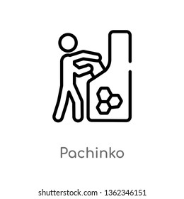outline pachinko vector icon. isolated black simple line element illustration from activity and hobbies concept. editable vector stroke pachinko icon on white background