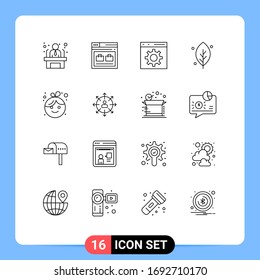 Outline Pack of 16 Universal Symbols of baby; nature; bag; leaf; programming Editable Vector Design Elements