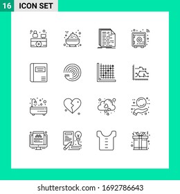 Outline Pack of 16 Universal Symbols of medical book; book; doc; safe box; business tools Editable Vector Design Elements