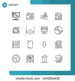 Outline Pack of 16 Universal Symbols of management; light; photo; house; water Editable Vector Design Elements
