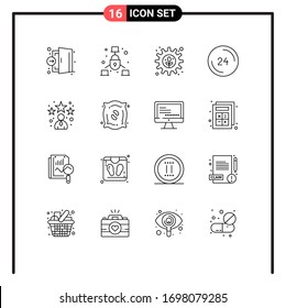 Outline Pack of 16 Universal Symbols of contact us; clock; security; call; setting Editable Vector Design Elements