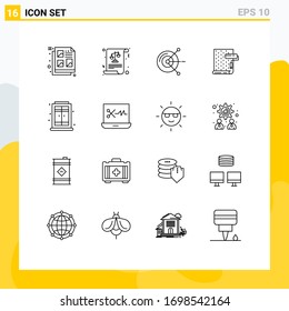 Outline Pack of 16 Universal Symbols of home; repair; computer; design; paint Editable Vector Design Elements