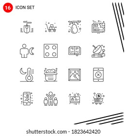 Outline Pack of 16 Universal Symbols of avatar; setting; autumn; gear; document Editable Vector Design Elements