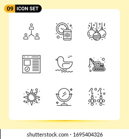 Outline Pack of 9 Universal Symbols of development; coding; management; browser; christmas Editable Vector Design Elements