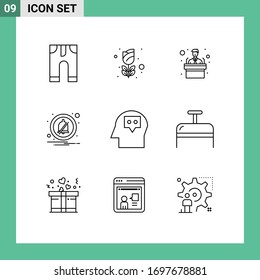 Outline Pack of 9 Universal Symbols of bag; idea; conference; head; notification Editable Vector Design Elements