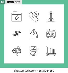 Outline Pack of 9 Universal Symbols of construction; tile; audio; repair; sound Editable Vector Design Elements