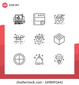 Outline Pack of 9 Universal Symbols of management; data; christmas; business; life Editable Vector Design Elements