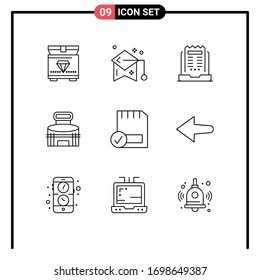 Conjuntos de 9 símbolos universales de estadio; caza; negocios; exterior; elementos de diseño de vectores editables para periódicos