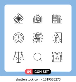 Outline Pack of 9 Universal Symbols of board; education; fund; alarm; tower Editable Vector Design Elements