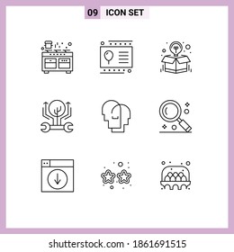 Outline Pack of 9 Universal Symbols of hack; engineering; party; development; package Editable Vector Design Elements