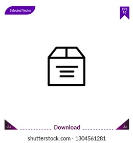 Outline package icon isolated on white background. Line pictogram. mobile application, logo, user interface. Editable stroke. EPS10 format vector
